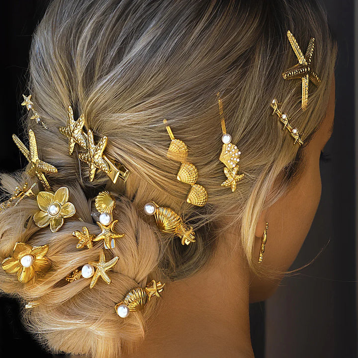 Seashell Serenity Gold Hair Clip