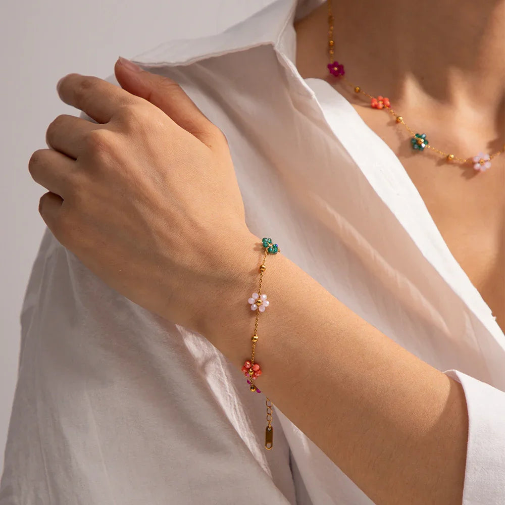 Azalea Floral Gold Bracelet Image