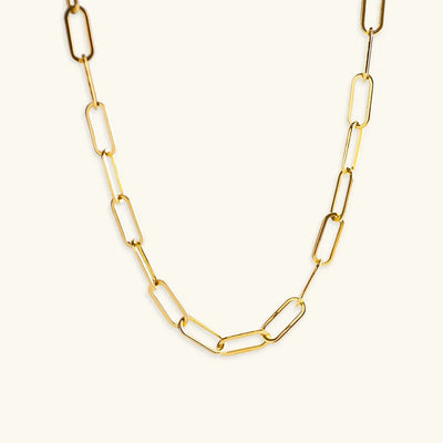 Ria Gold Paperclip Chain Necklace