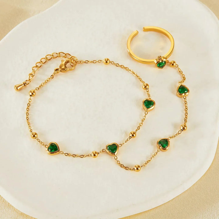 Gladys Emerald Heart Hand Chain