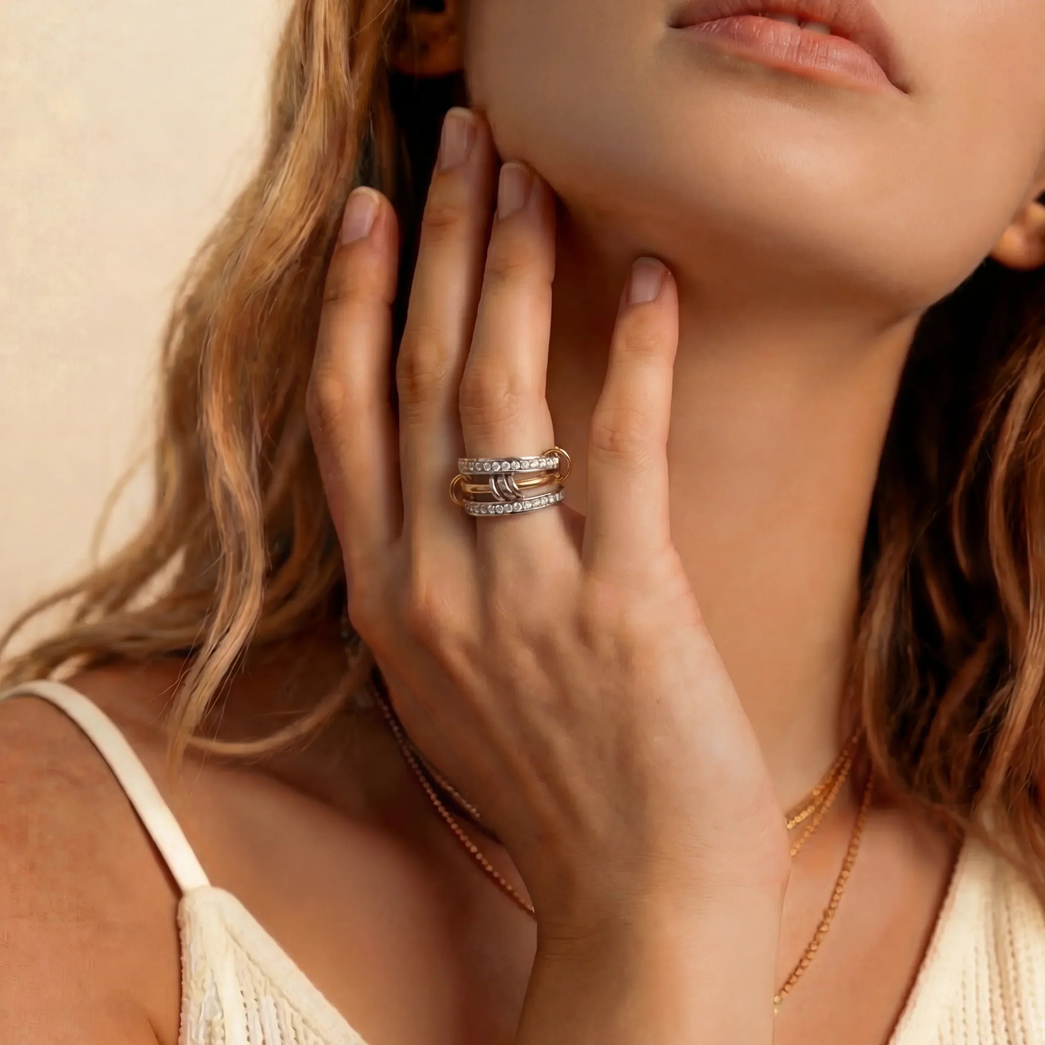 Vivia Two Tone Stacked Diamond Ring Image