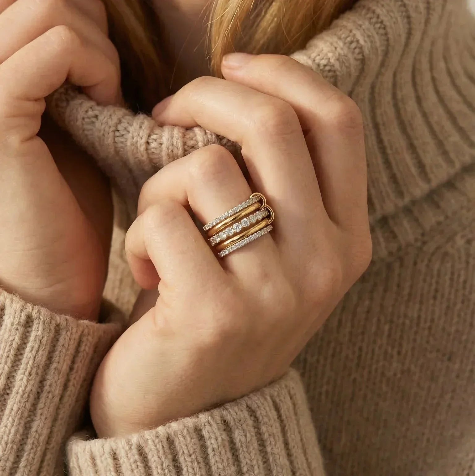 Bellerose Two Tone Stacked Diamond Ring Image