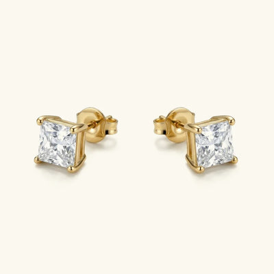 March Solitaire Gold Earrings