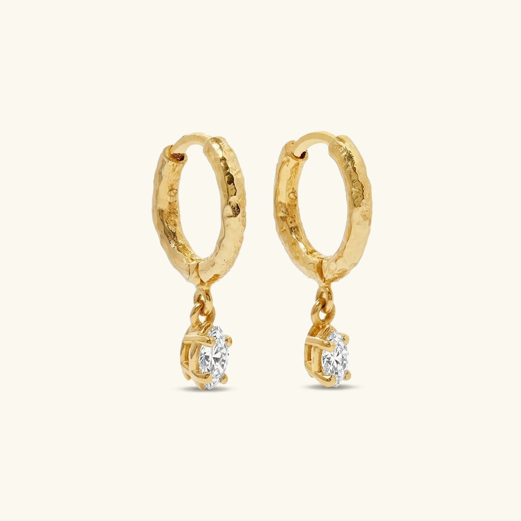 Shayla Hammered Diamond Hoops Image