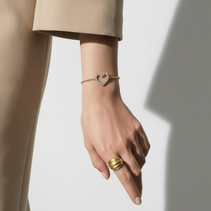 Luv Diamond Heart Gold Bracelet