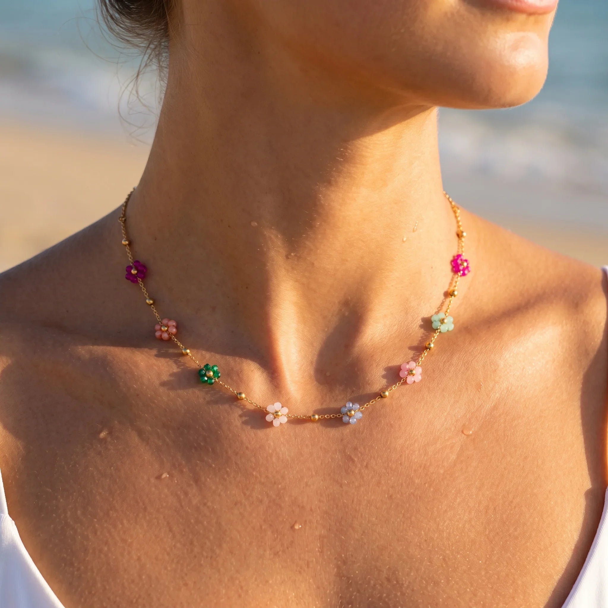 Azalea Floral Gold Necklace Image