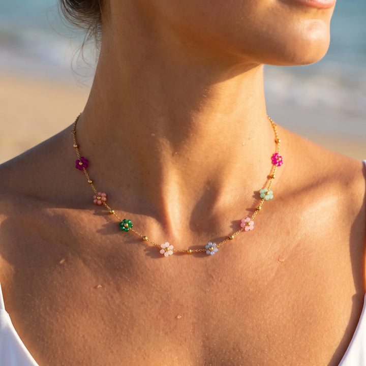 Azalea Floral Gold Necklace