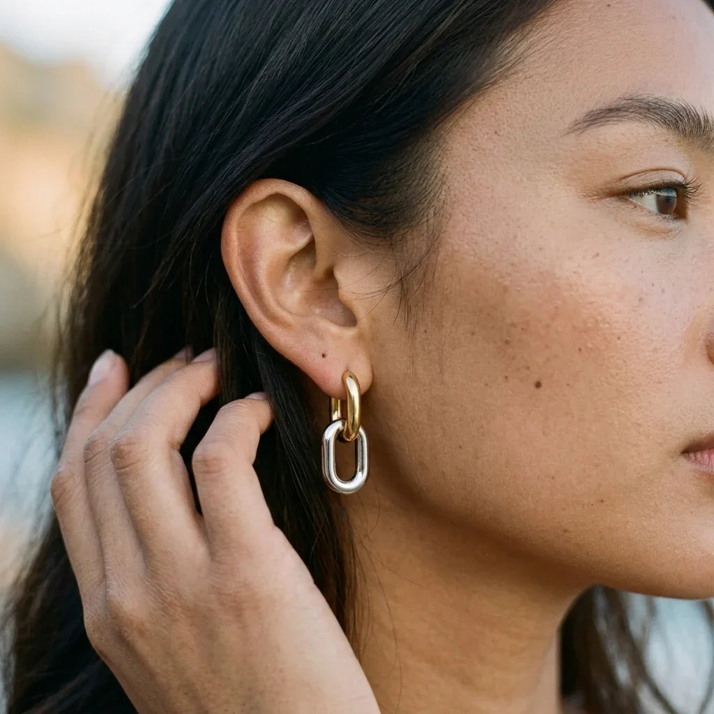 Pippa Two Tone Double Hoops Image