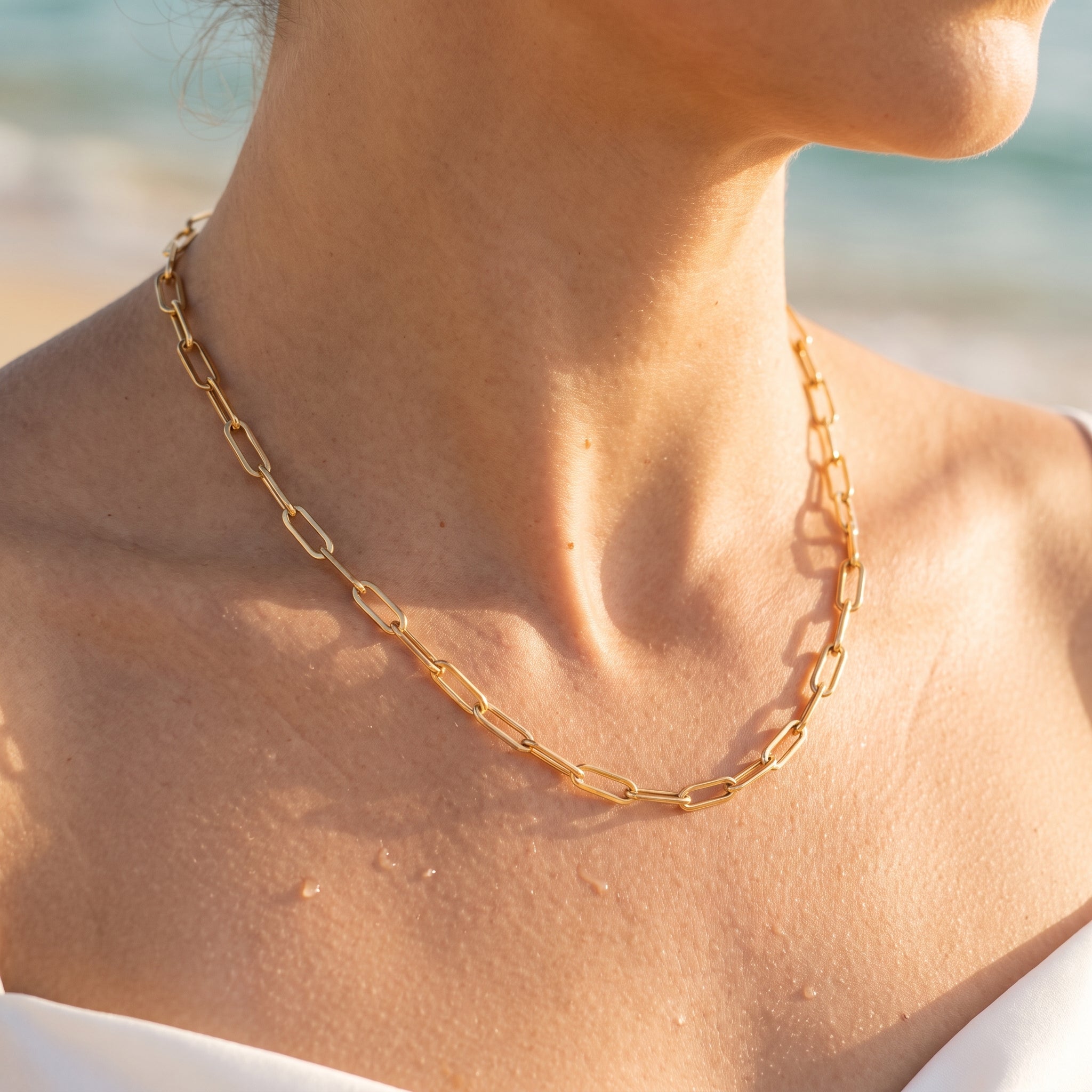 Ria Gold Paperclip Chain Necklace Image
