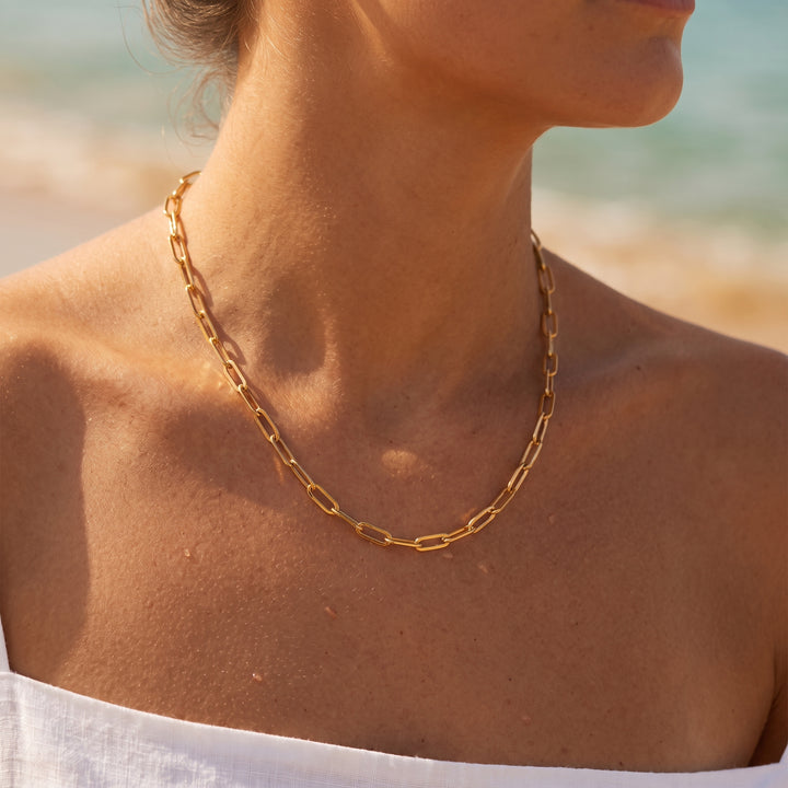 Amber Gold Chain Necklace