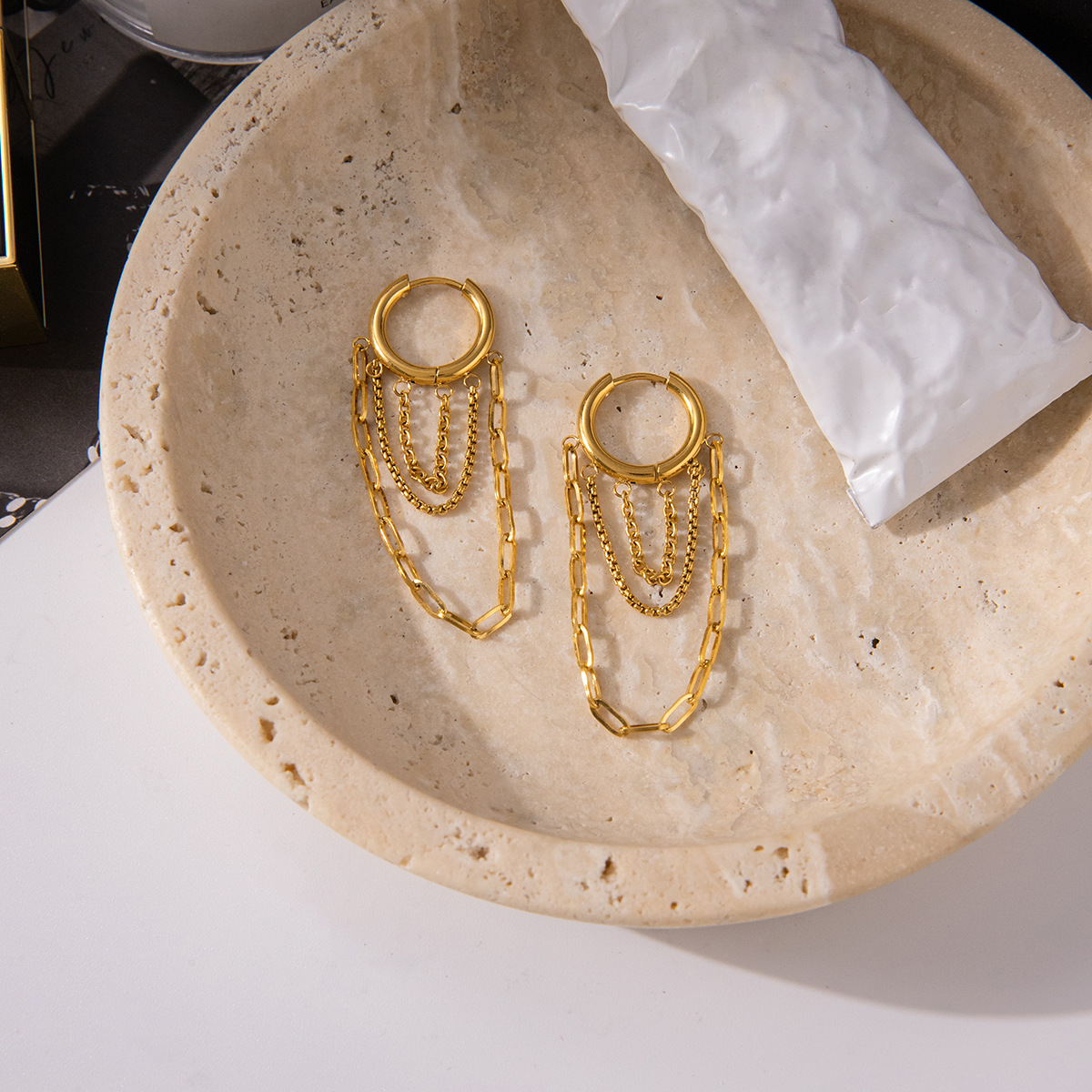 Alaina Link Chain Hoops Image