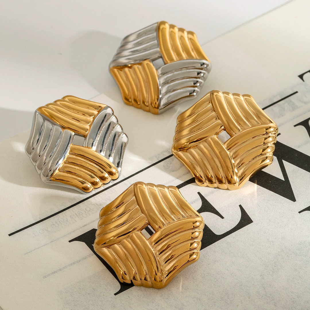 Vanessa Criss Cut Gold Earrings