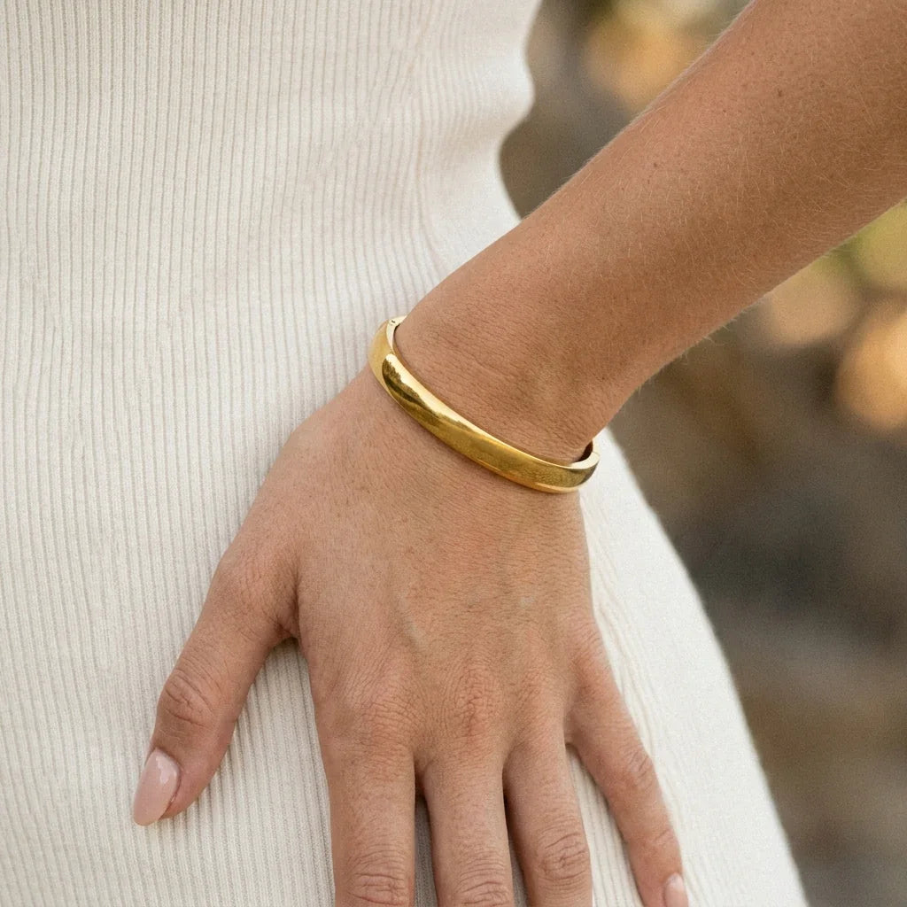 Melina Large Stacking Gold Bangle Image