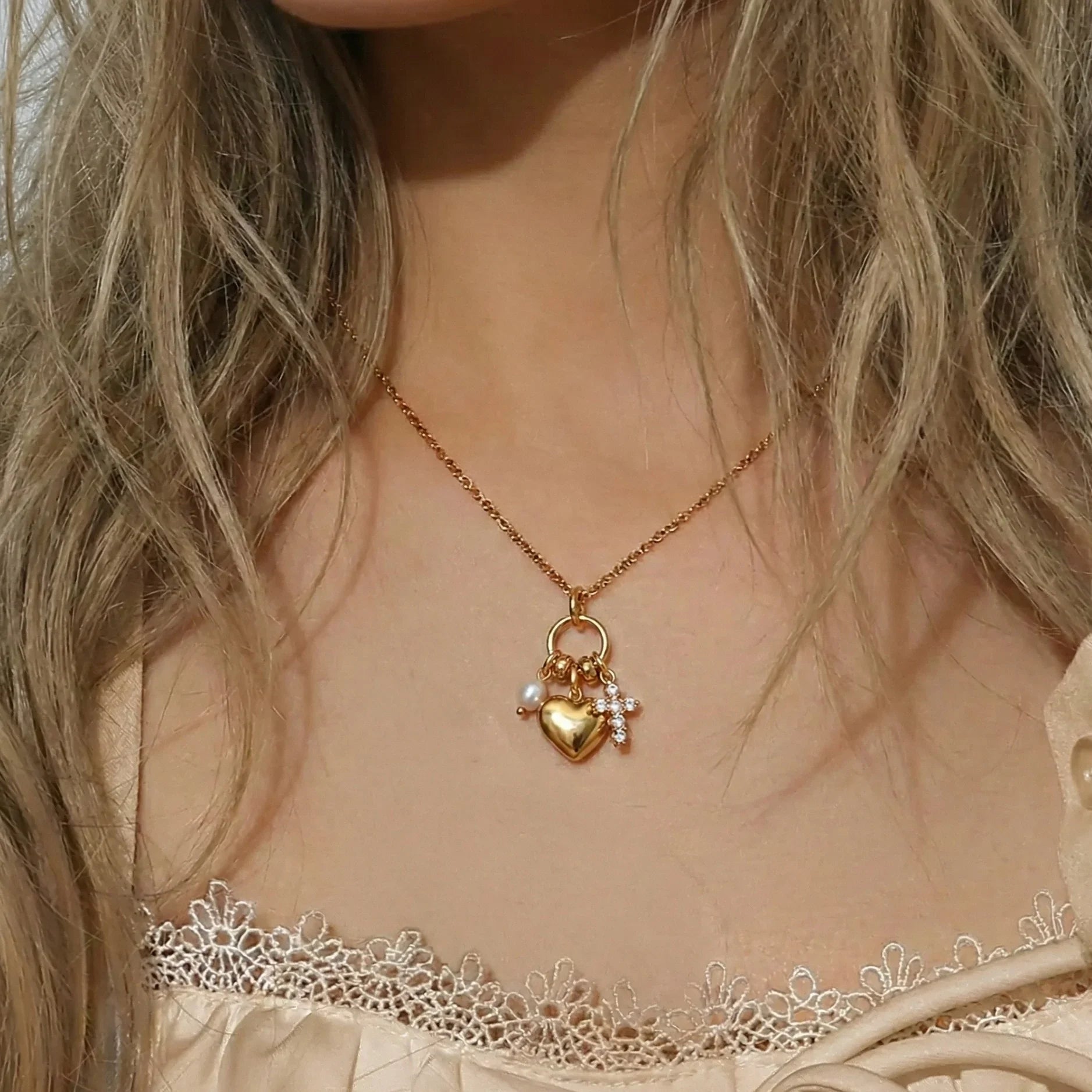 Clarice Diamond Heart Charm Necklace Image