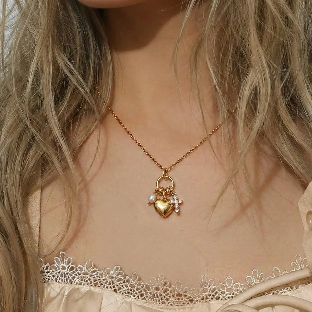 Clarice Diamond Heart Charm Necklace