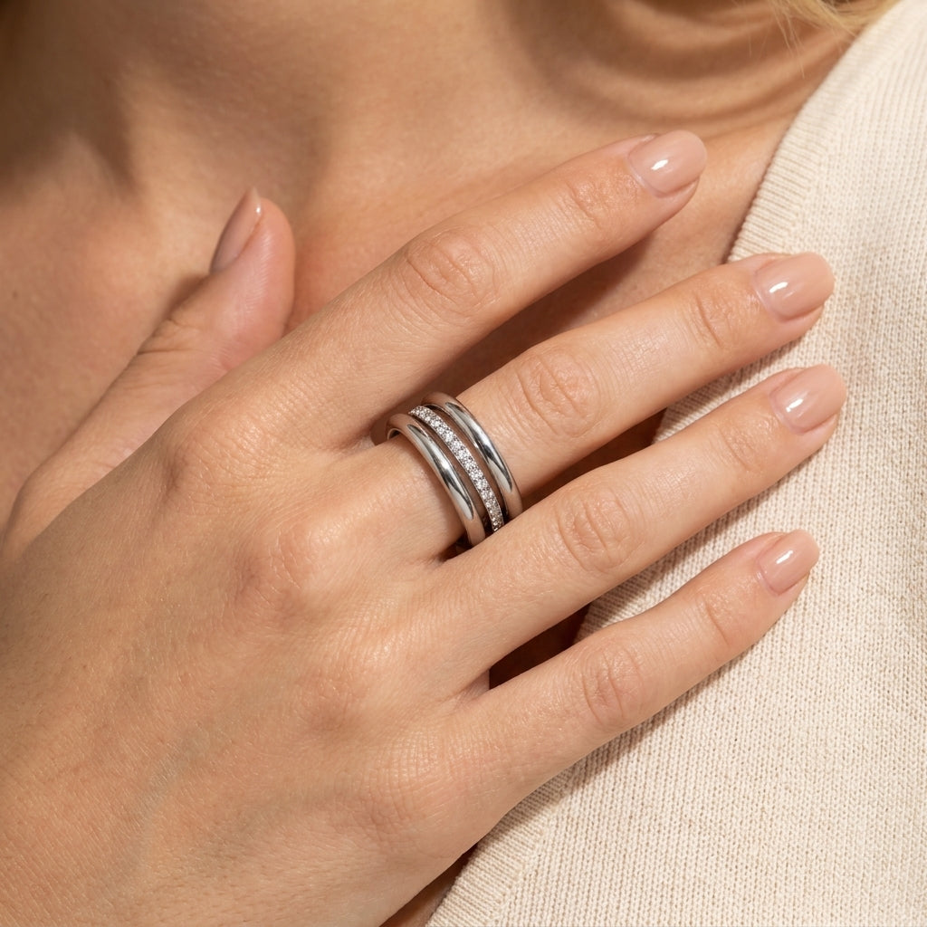 Evadne Diamond Ring Stack Image