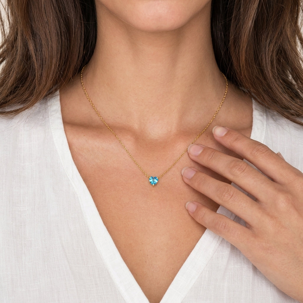 Amorette Birthstone Heart Necklace