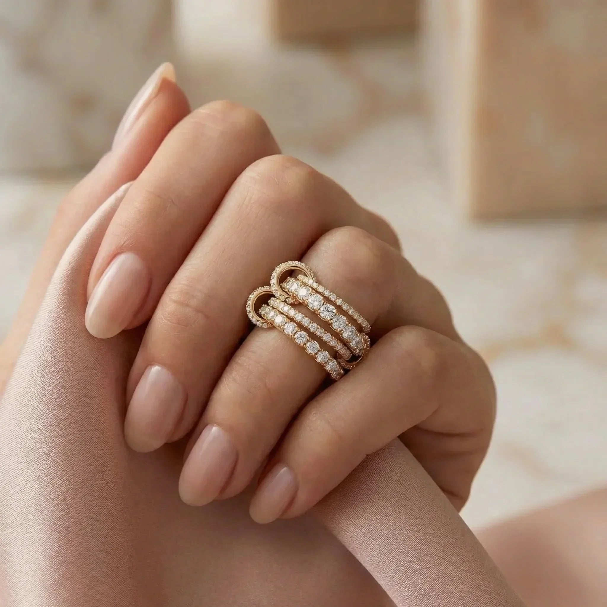 Hallie Stacked Diamond Silver Ring Image