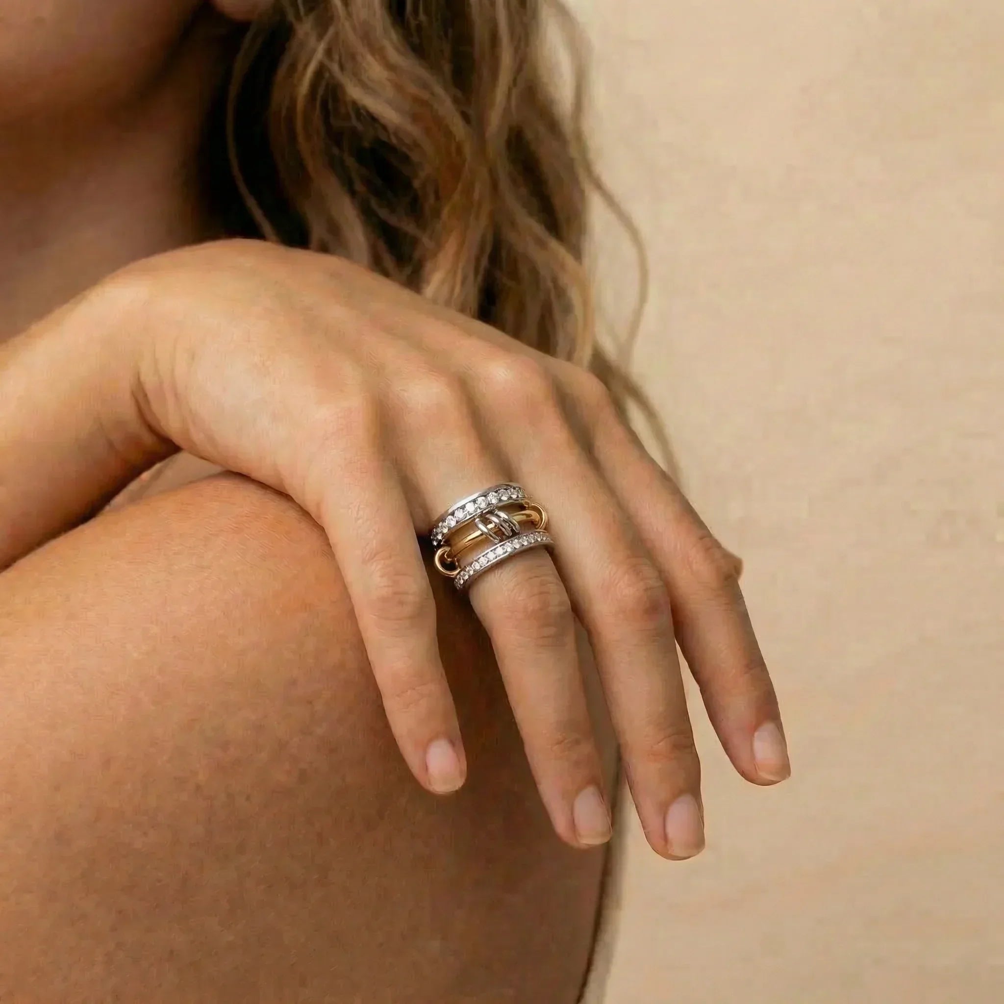 Vivia Two Tone Stacked Diamond Ring Image