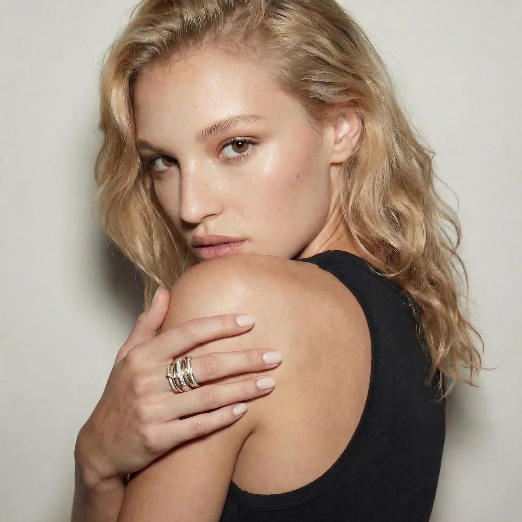 Janelle Two Tone Stacked Diamond Ring Image