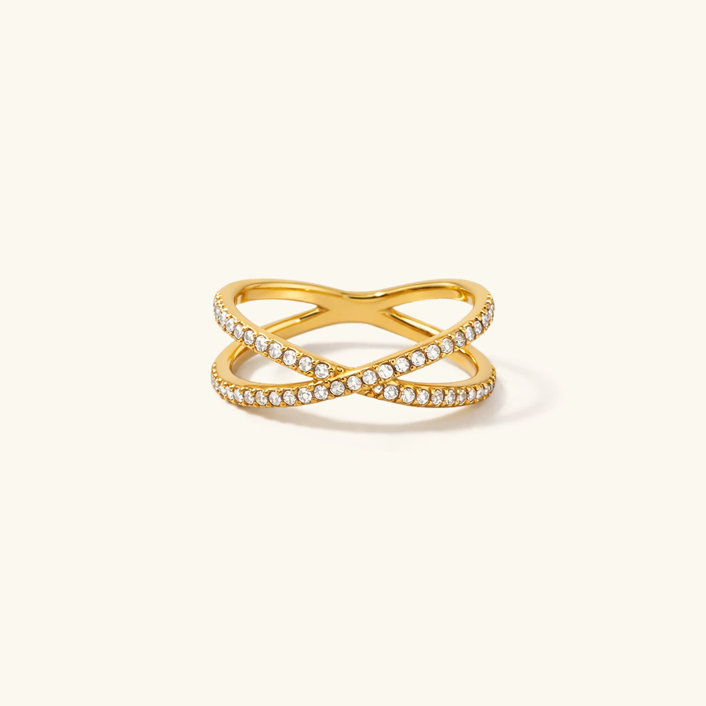 Nia Gold Diamond Cross Ring Image