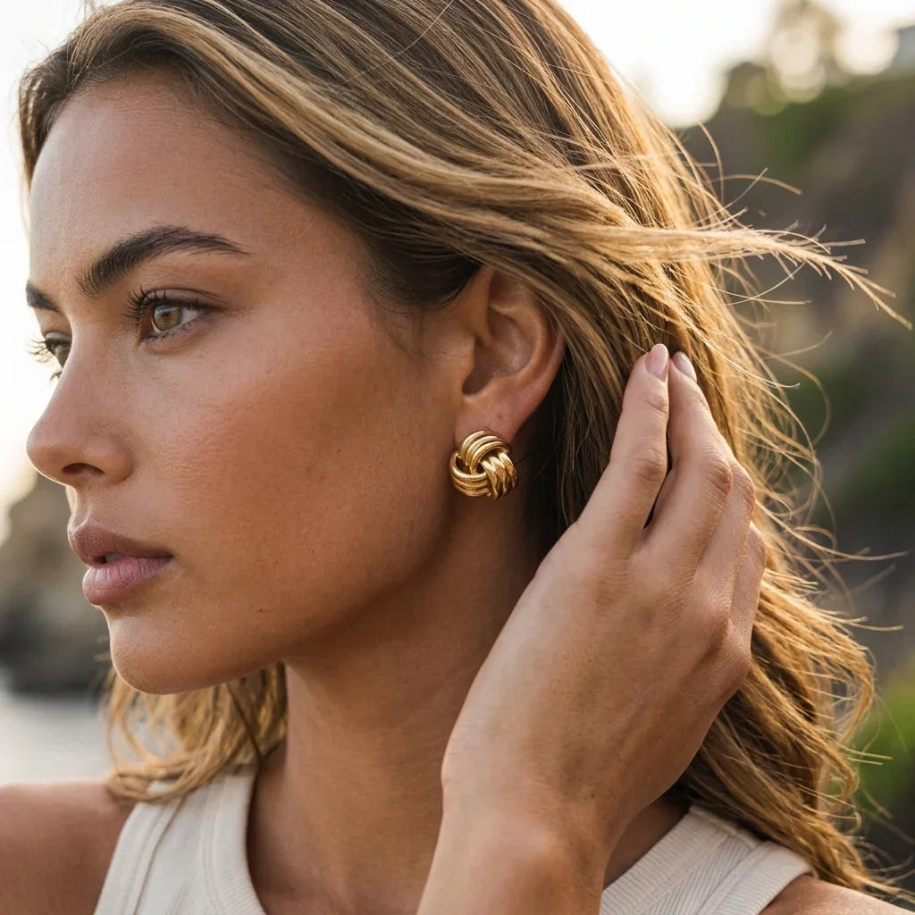 Avielle Chunky Gold Knot Earrings Image
