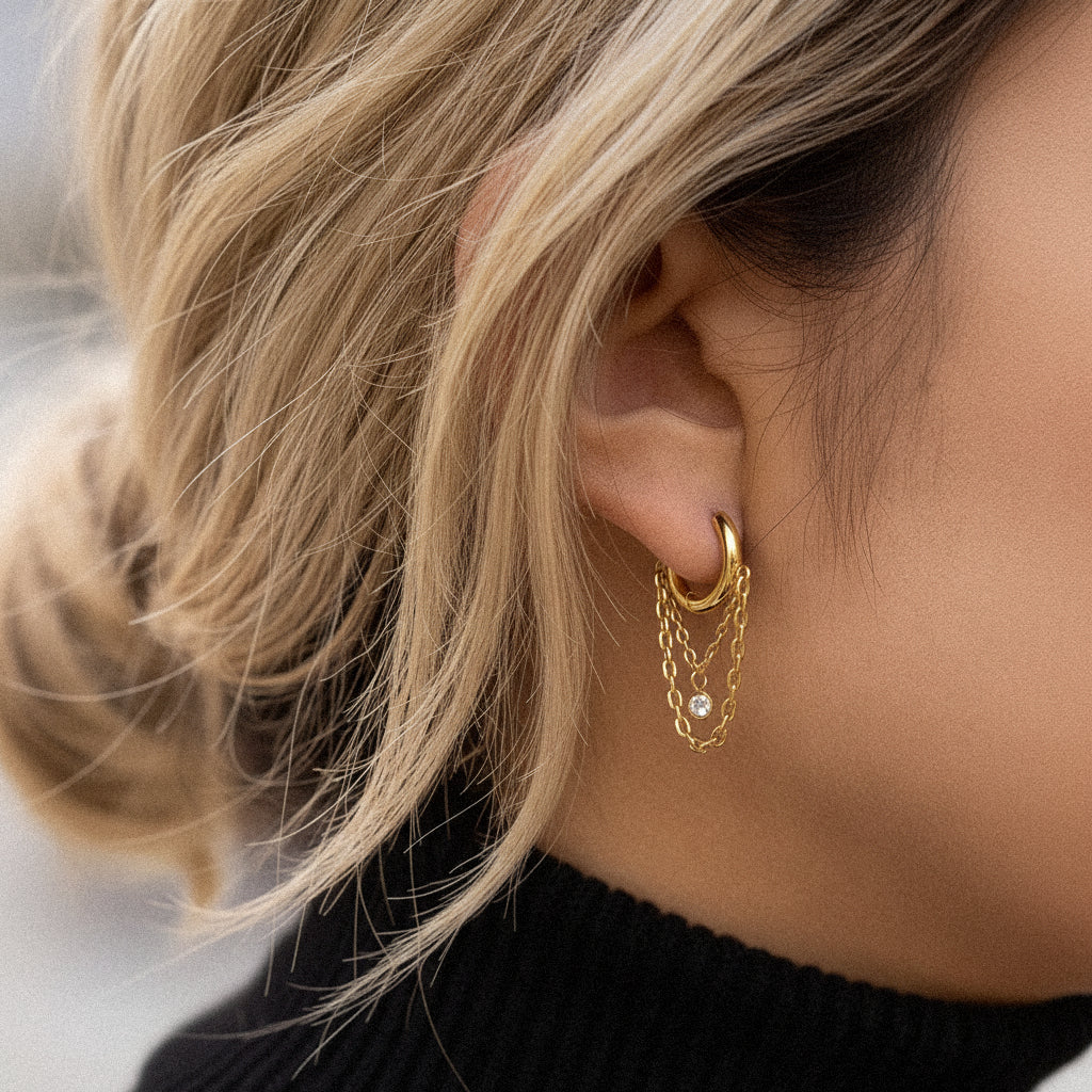 Adore Diamond Drop Hoops