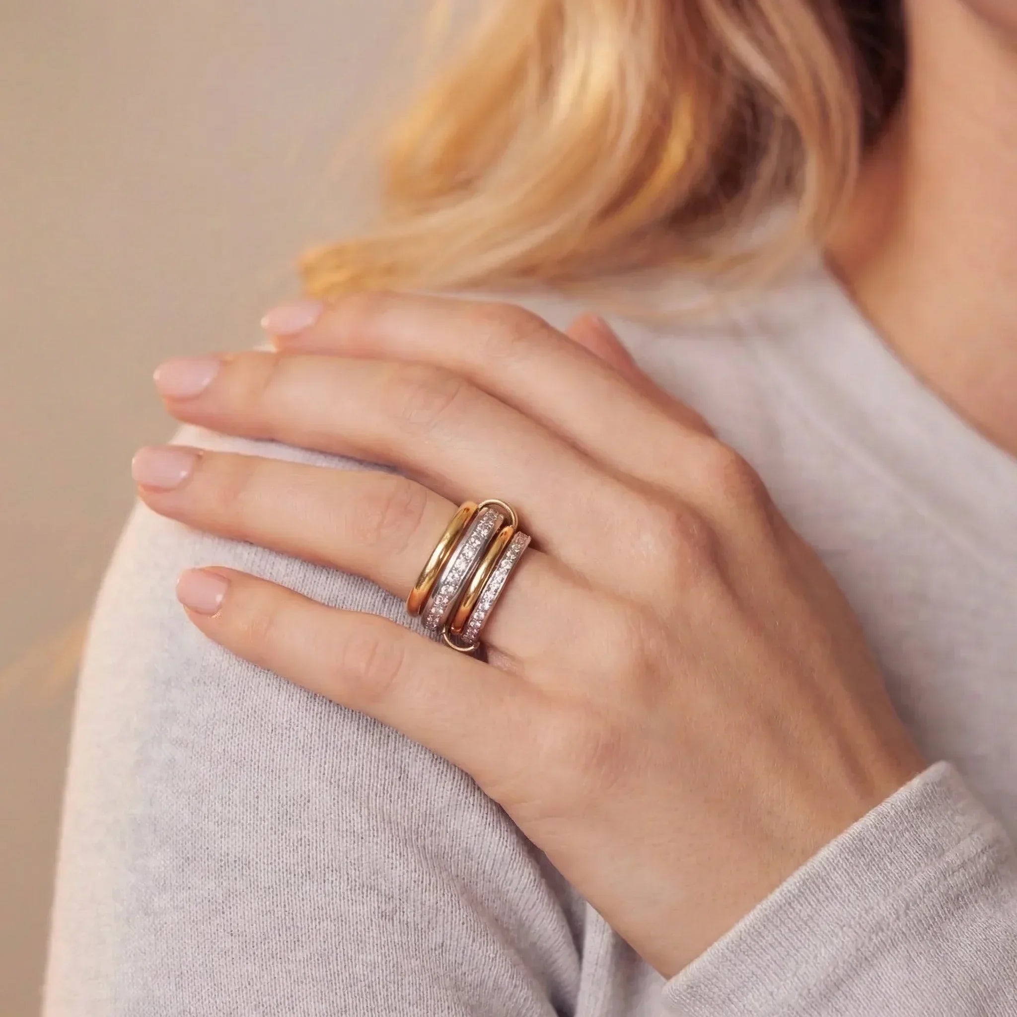 Valerie Two Tone Stacked Diamond Ring Image
