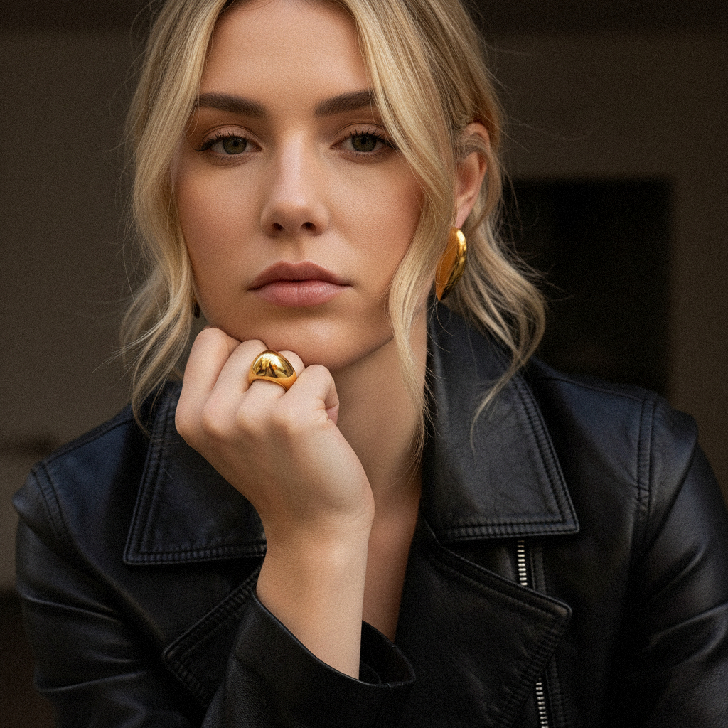 Aimee Chunky Heart Gold Earrings Image