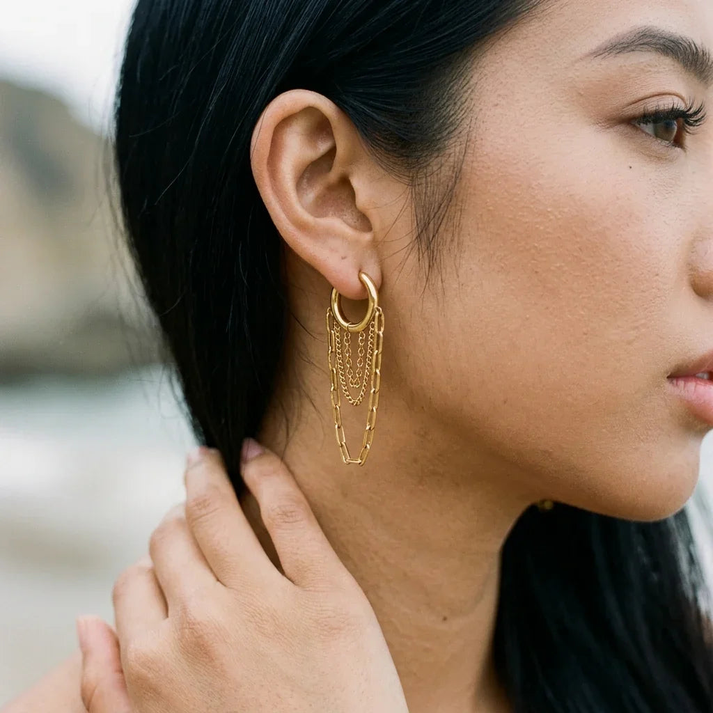 Alaina Link Chain Hoops Image