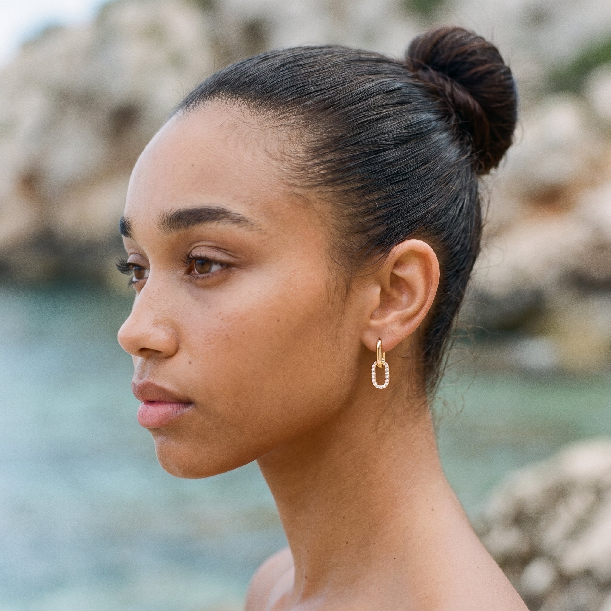 Aina Double Hoop Diamond Earrings Image