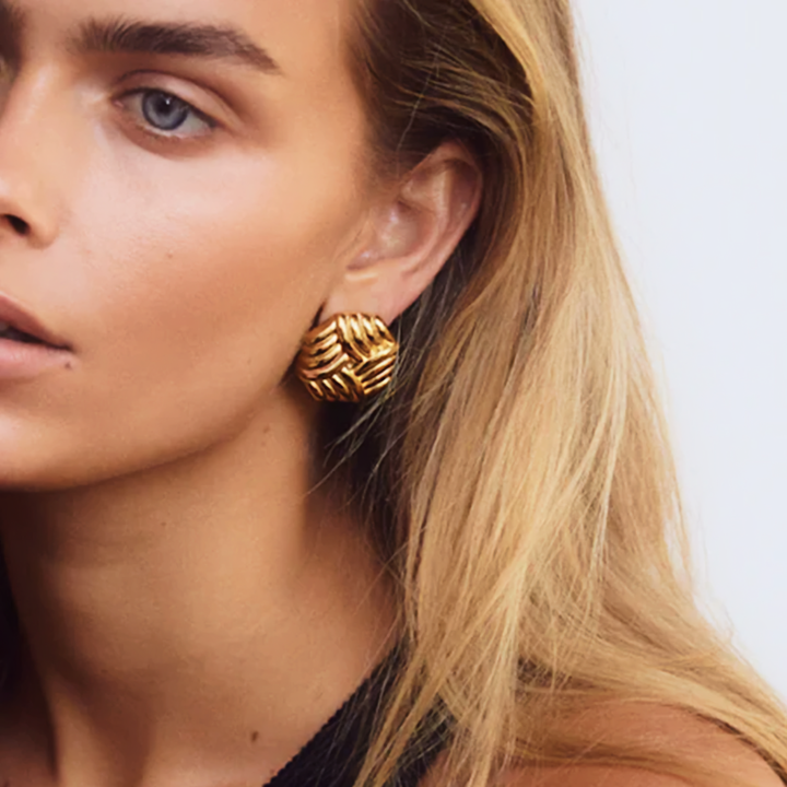Vanessa Criss Cut Gold Earrings
