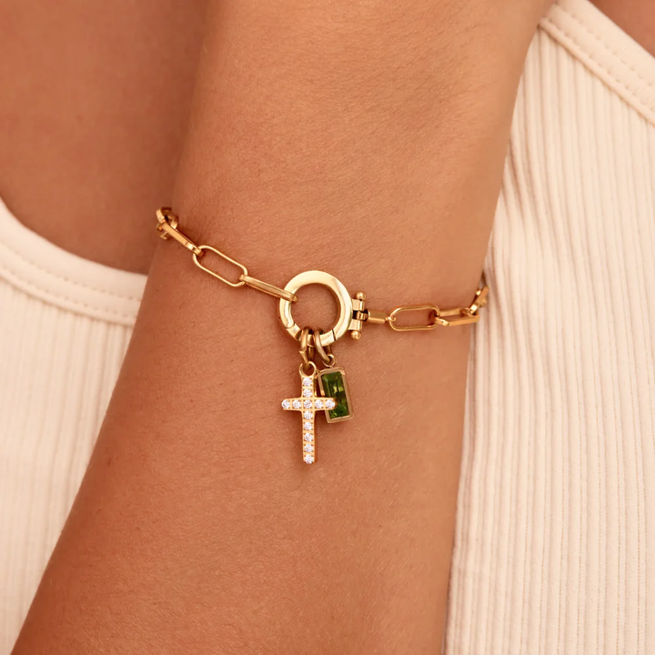 Annabella Birthstone Cross Bracelet