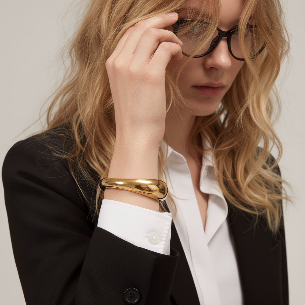 Jessa Sculpted Gold Bangle Image