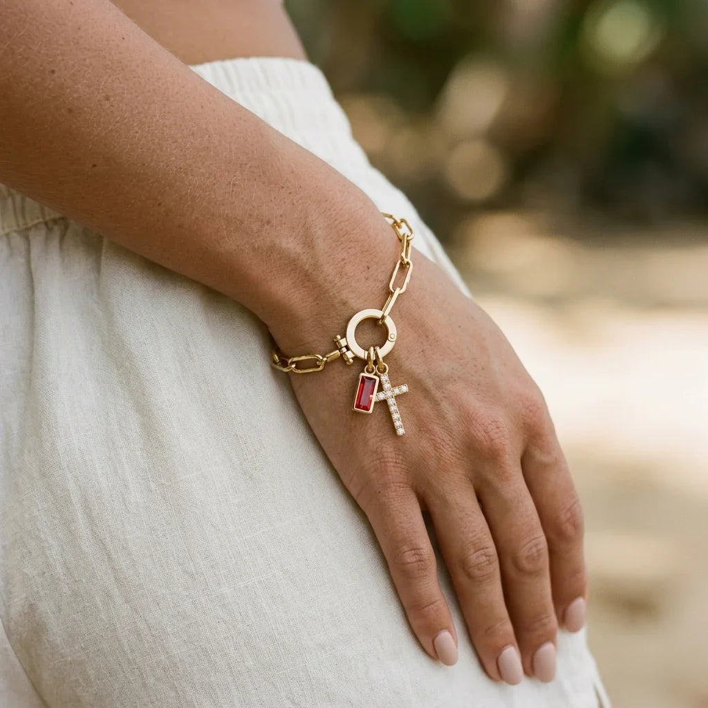 Annabella Birthstone Cross Bracelet Image