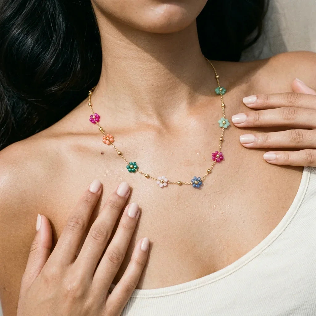 Azalea Floral Gold Necklace Image