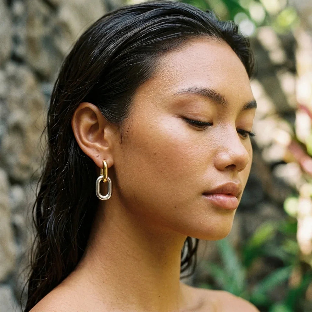 Pippa Two Tone Double Hoops Image