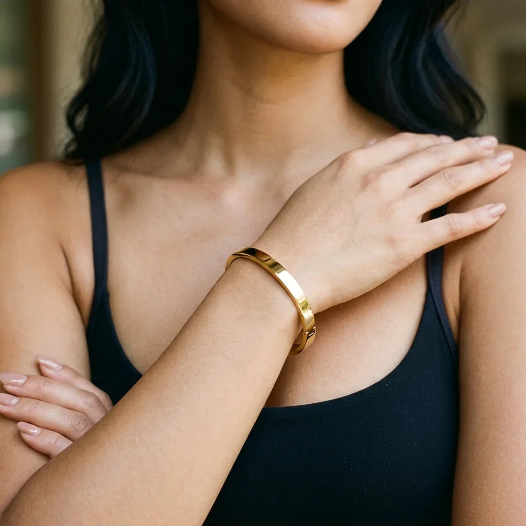 Melina Large Stacking Gold Bangle Image