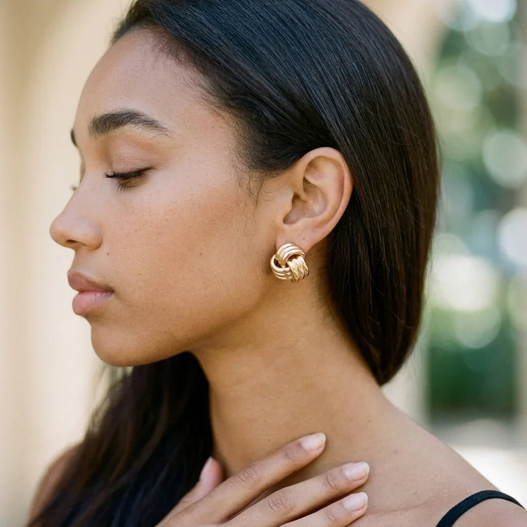 Avielle Chunky Gold Knot Earrings Image
