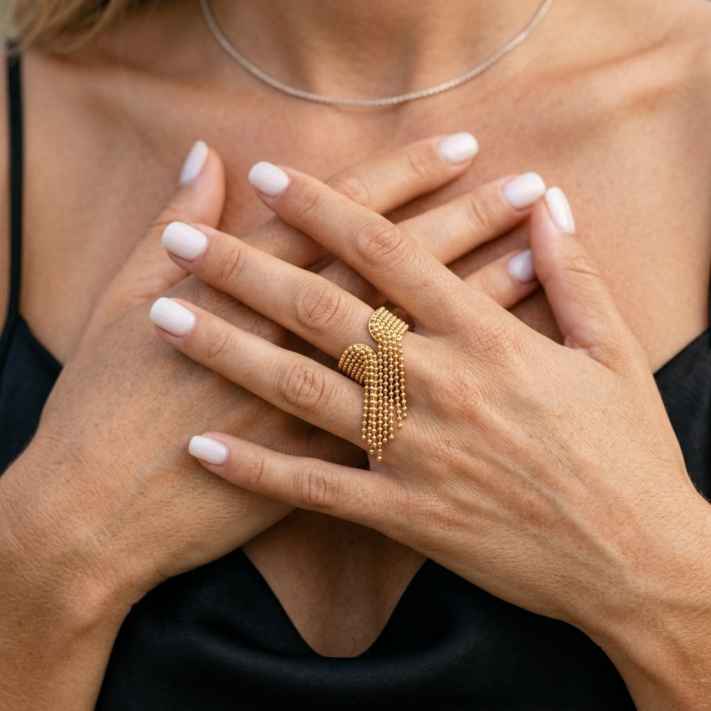 Krystelle Gold Tassel Ring Image