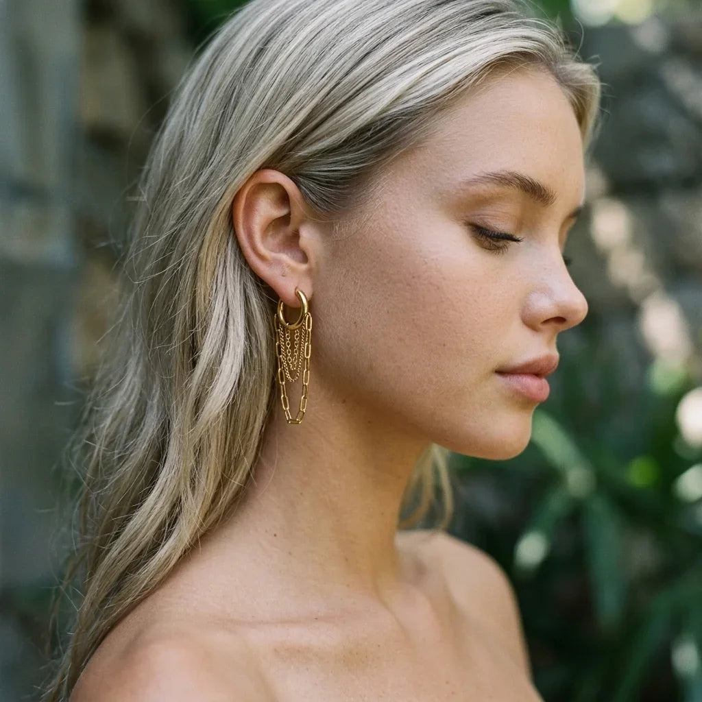 Alaina Link Chain Hoops Image