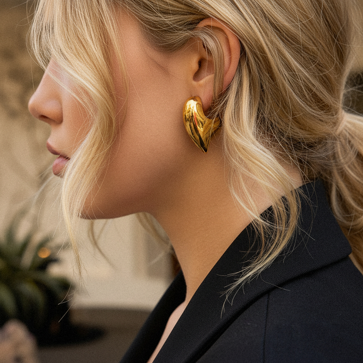 Aimee Chunky Heart Gold Earrings