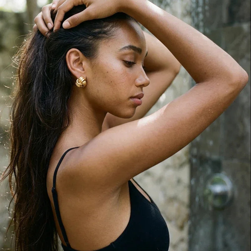 Avielle Chunky Gold Knot Earrings Image