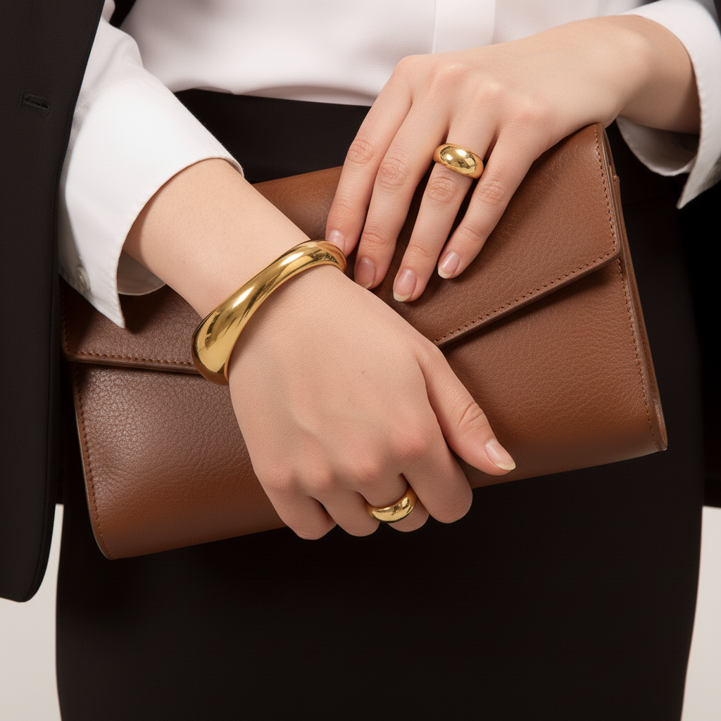 Jessa Sculpted Gold Bangle Image