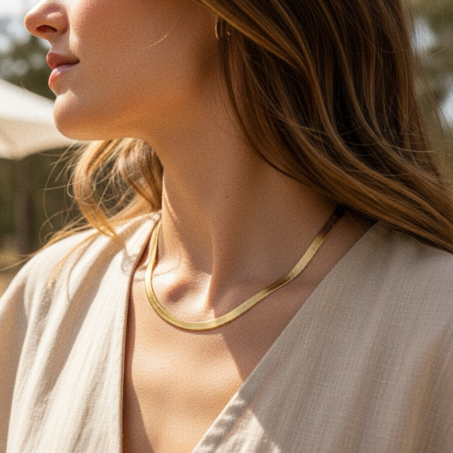 Elysian Gold Herringbone Necklace Image