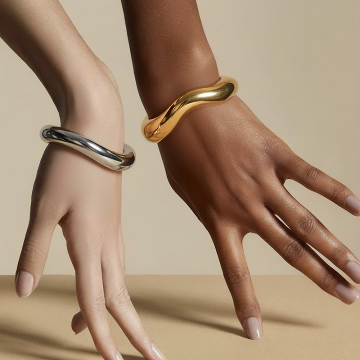 Zaria Asymmetrical Gold Bangle