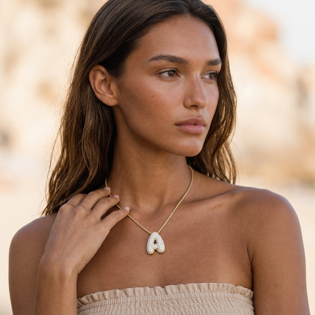 Bubble Initial Diamond Necklace Image