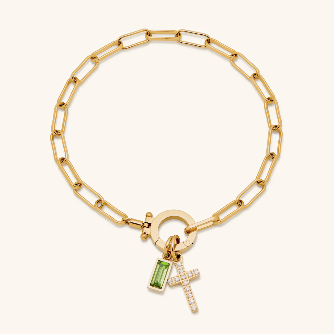 Annabella Birthstone Cross Bracelet