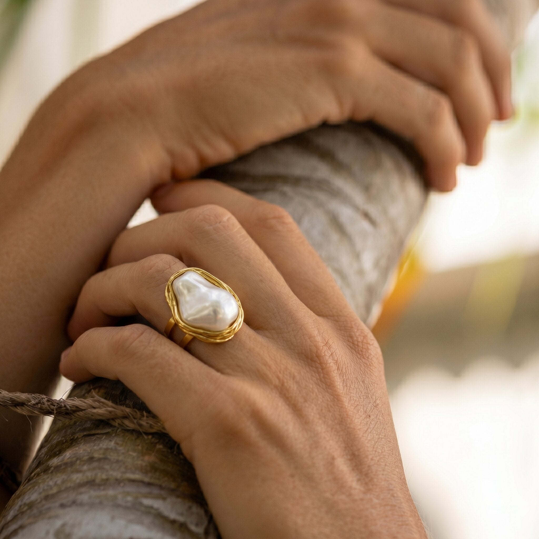 Charis Gold Pearl Ring Image