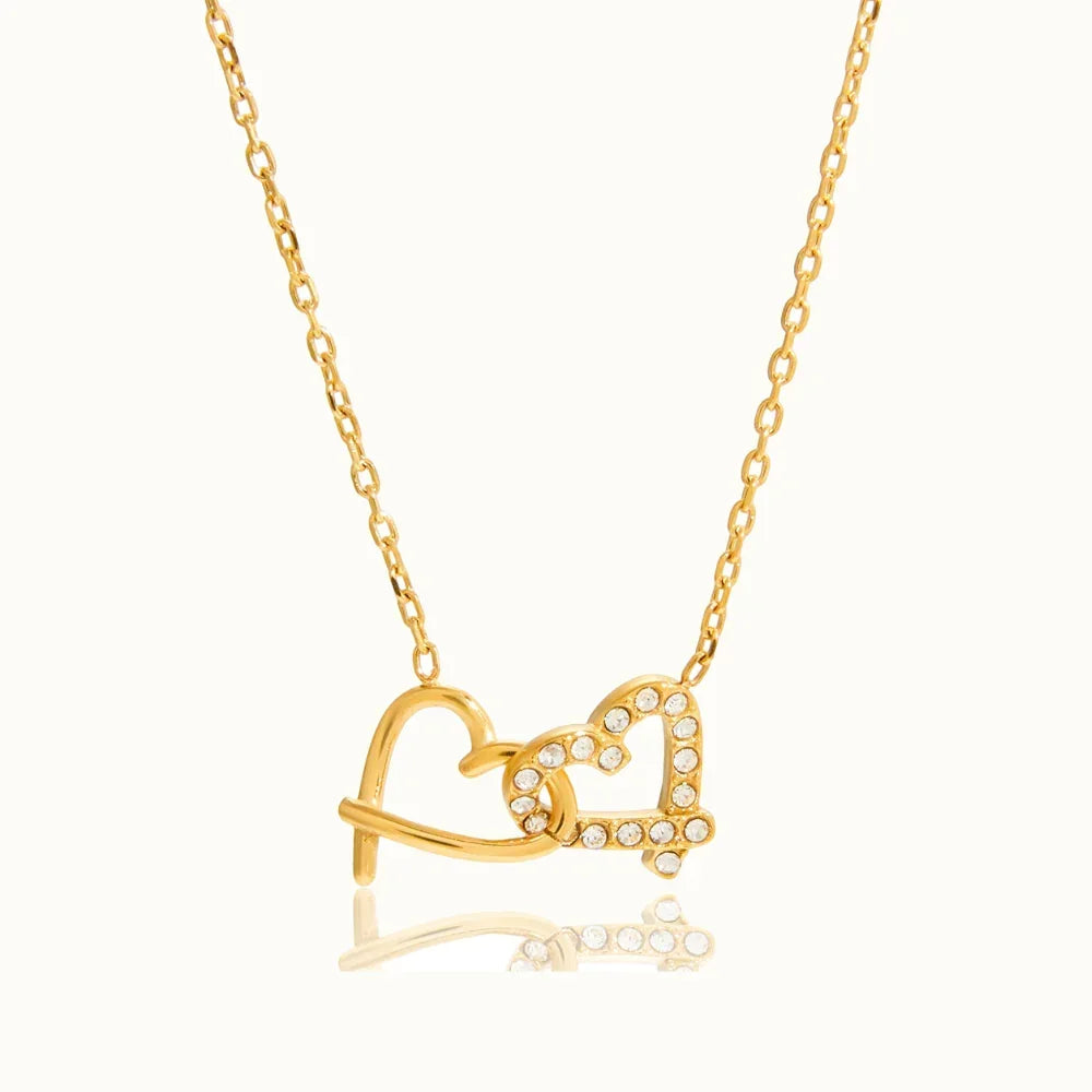 Melody Intertwined Hearts Charm Necklace Image